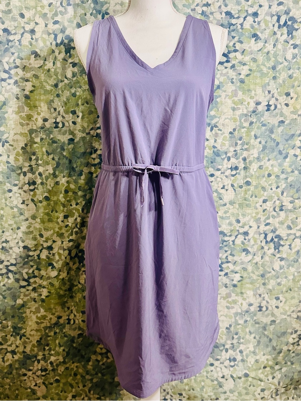 Eddie Bauer Purple Sleeveless Tie Waist Travel Dress Size Small